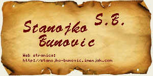 Stanojko Bunović vizit kartica